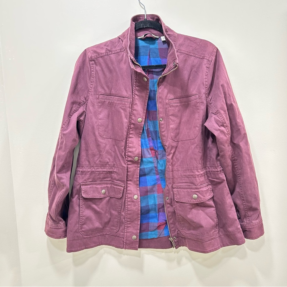 LL Bean Maroon Fleece Lined Utility Jacket